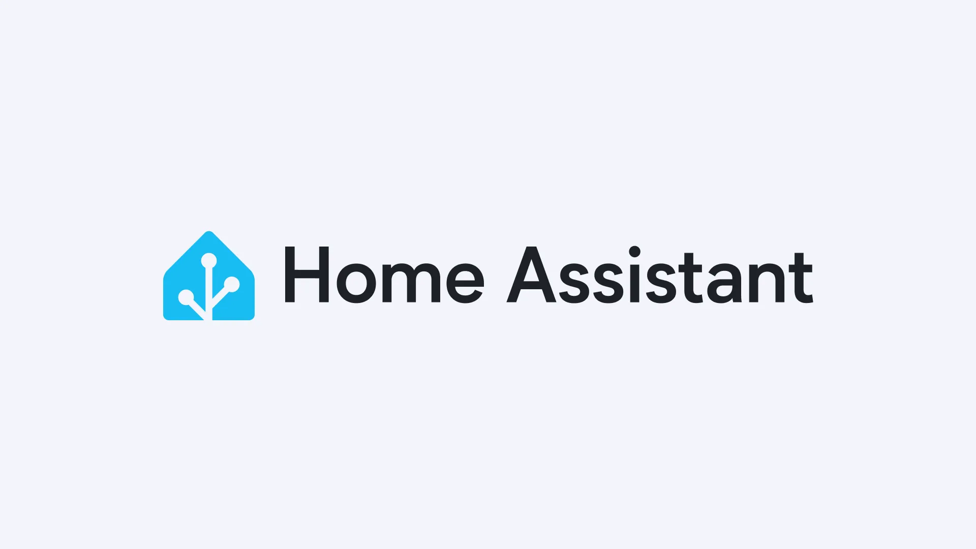 The Home Assistant logo: a blue house with a white antenna inside it, next to the words Home Assistant in dark text